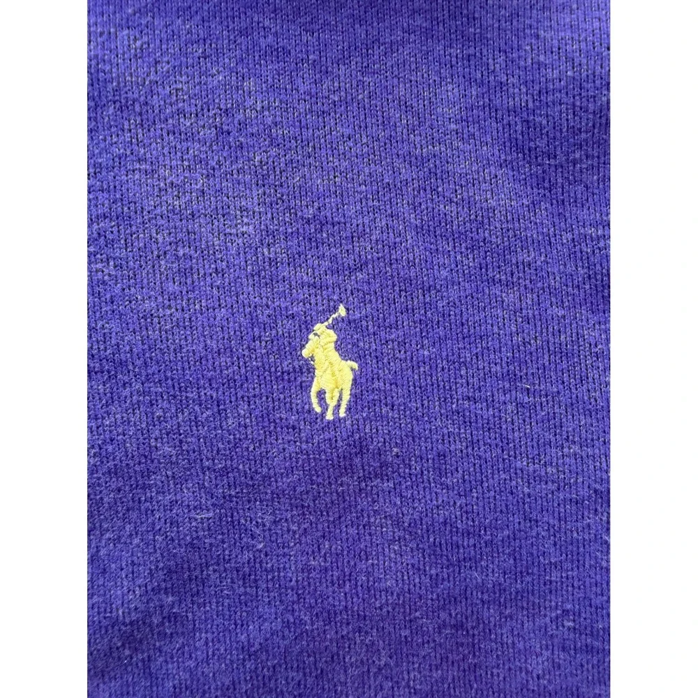 Polo Ralph Lauren Mens XXL Purple 1/4 Zip Cotton Pullover Sweatshirt Yellow Pony